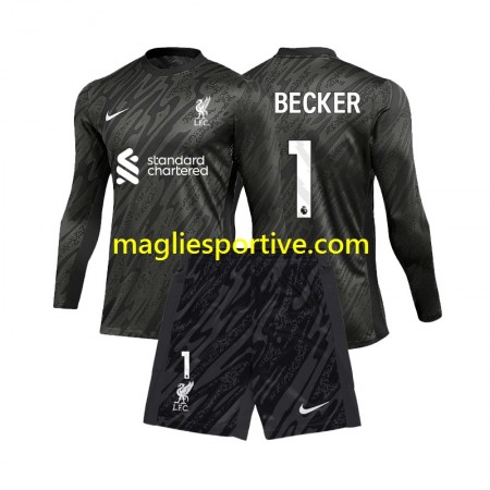 Completo Calcio Liverpool Alisson Becker 1 Portiere Bambino Divisa Prima 2024-2025 ML